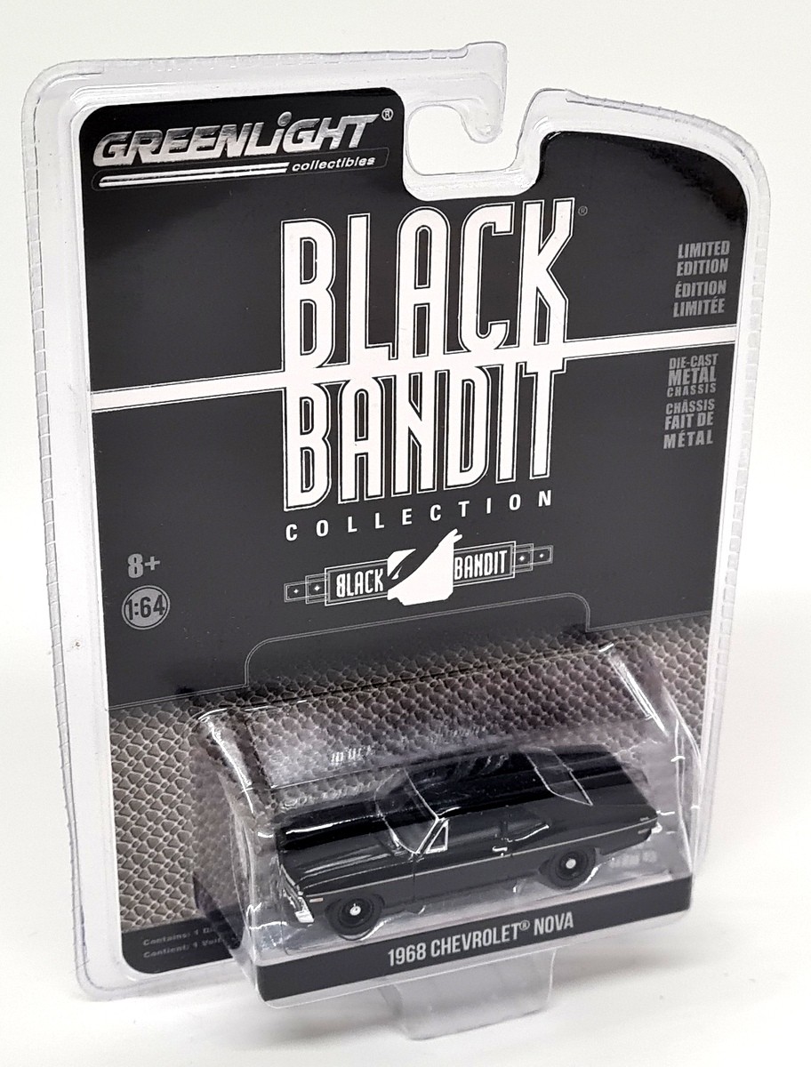 Greenlight 1/64 Chevrolet Nova 1968 Black Bandit Diecast Model Car