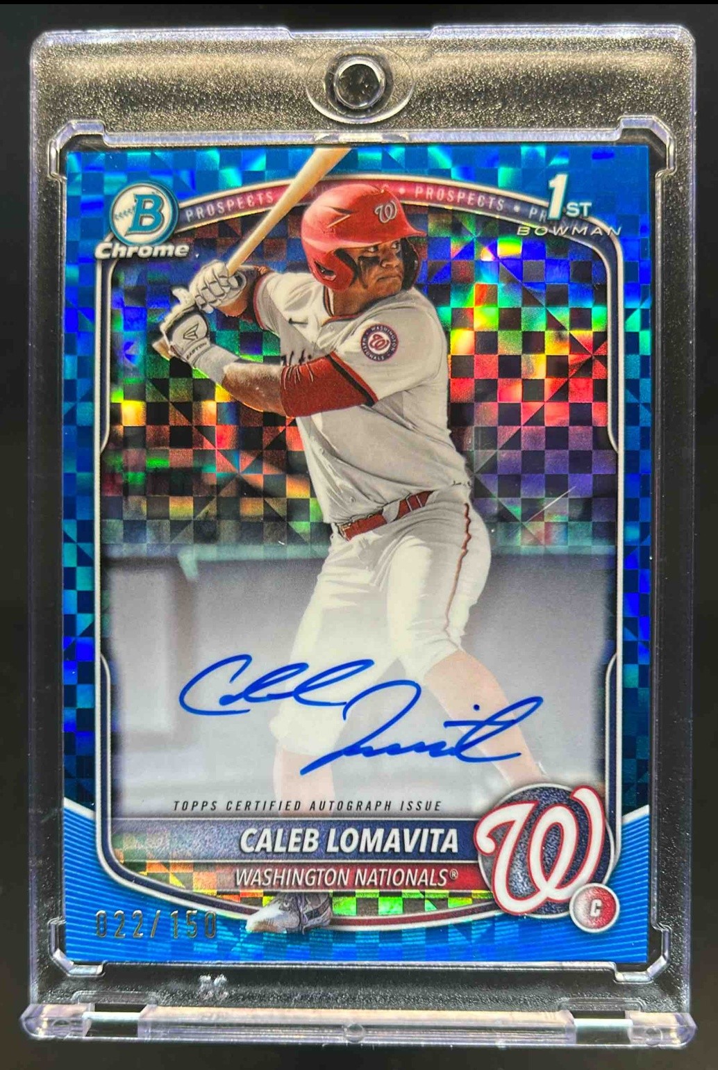 2025 Bowman Caleb Lomavita Chrome Auto Refractor Blue X-Fractor 1st #/150