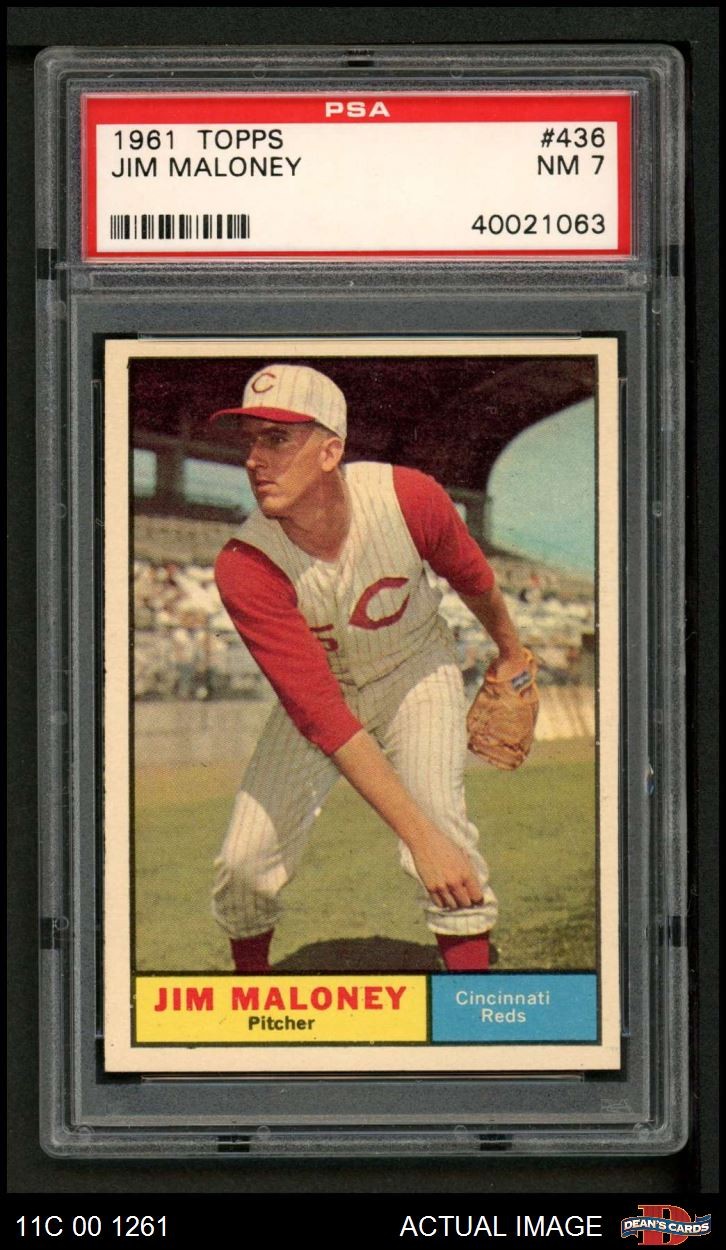 1961 Topps #436 Jim Maloney Reds RC PSA 7 - NM