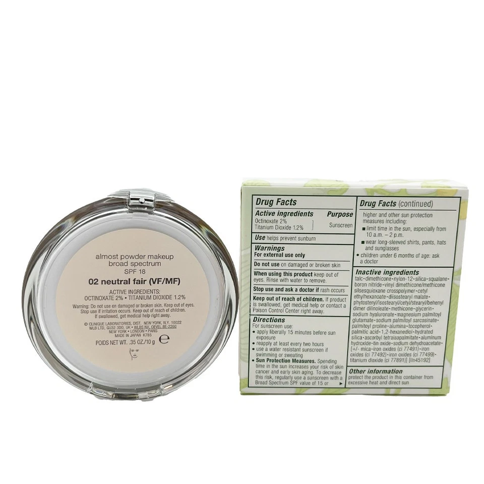 Clinique Almost Powder Makeup SPF 18, 0.35 oz/10g FULL Size - 02 Neutral Fair - Image 3 of 3