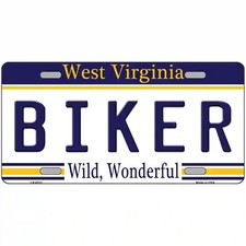 Biker West Virginia Novelty Metal Motorcycle Plate Tag Sign Car Truck Wall Home
