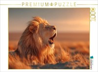 Calvendo Puzzle Roaring Lion At Sunset | 1000 Pieces, Finished Size 25.2 × 18.9
