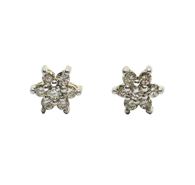 $1,050 1/3CT High Quality Snow Flake 14k Yellow Gold Round Diamond Stud Earrings
