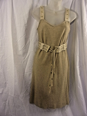 St. John Sport Tan / Sand Knit Slip Style  Dress Comes with Belt  Lovely (2) VGC