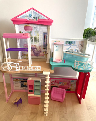 Barbie Puppenhaus mit Möbeln - 4 Zimmer Schlafzimmer Küche Bad Wohnzimmer