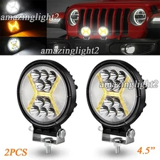 4.5" LED Work Light Bar Amber Pods DRL Round Offroad Driving Truck ATV Fog Lamp