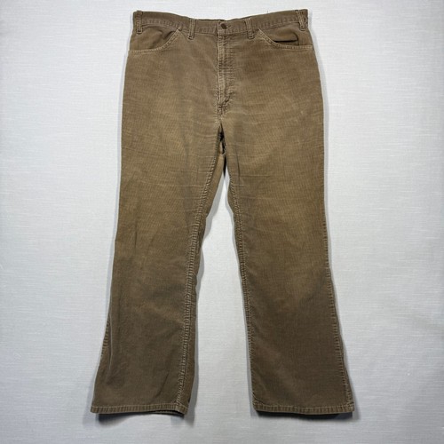 Vintage Levis 646 Corduroy Flared Pants Men 38X30 Brown Distressed 70s Talon
