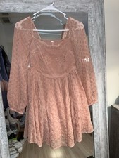NWOT Free People Peach Eyelet Mini Dress Size: Small