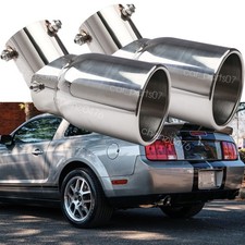 38-54mm Silver Rear Exhaust Pipe Tail Muffler 2pcs For 2009 Ford Mustang Shelby