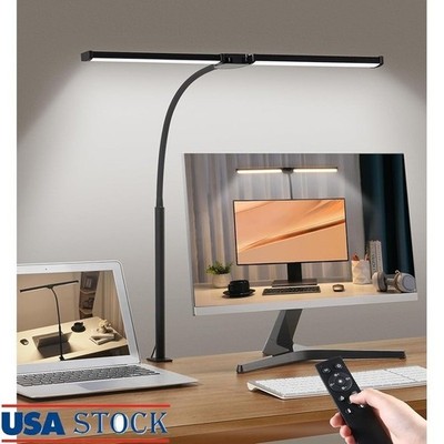 Super Bright LED Desk Lamp Dual-Head Adjustable Energy Efficient Remote Control