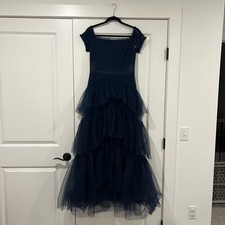 NWT Betsy & Adam Women's Formal Gown Corset Top Tulle Skirt Dark Navy Size 10