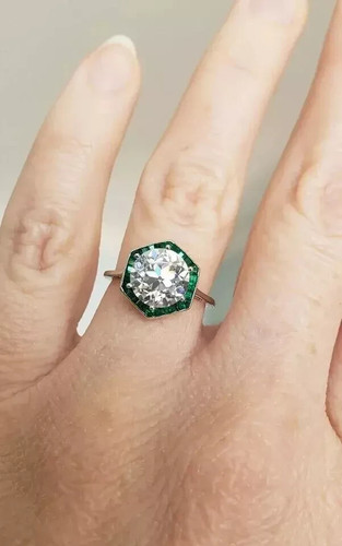 Ring 4,2 kt Art-Deco-Stil Laborgefertigt Diamant Jubiläum 14 K Weißgold-Finish - Bild 4 von 9