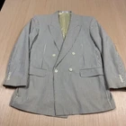Vintage 90s Seersucker  Jacket Blazer Double Breasted Sport Coat 42 Pebble Beach