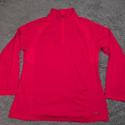 Champion Shirt Womens L Pink Athletic Casual Comfort Stretch Half Zip Active