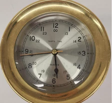 Vintage Brass Quartz Ship's Time Clock - Model C007