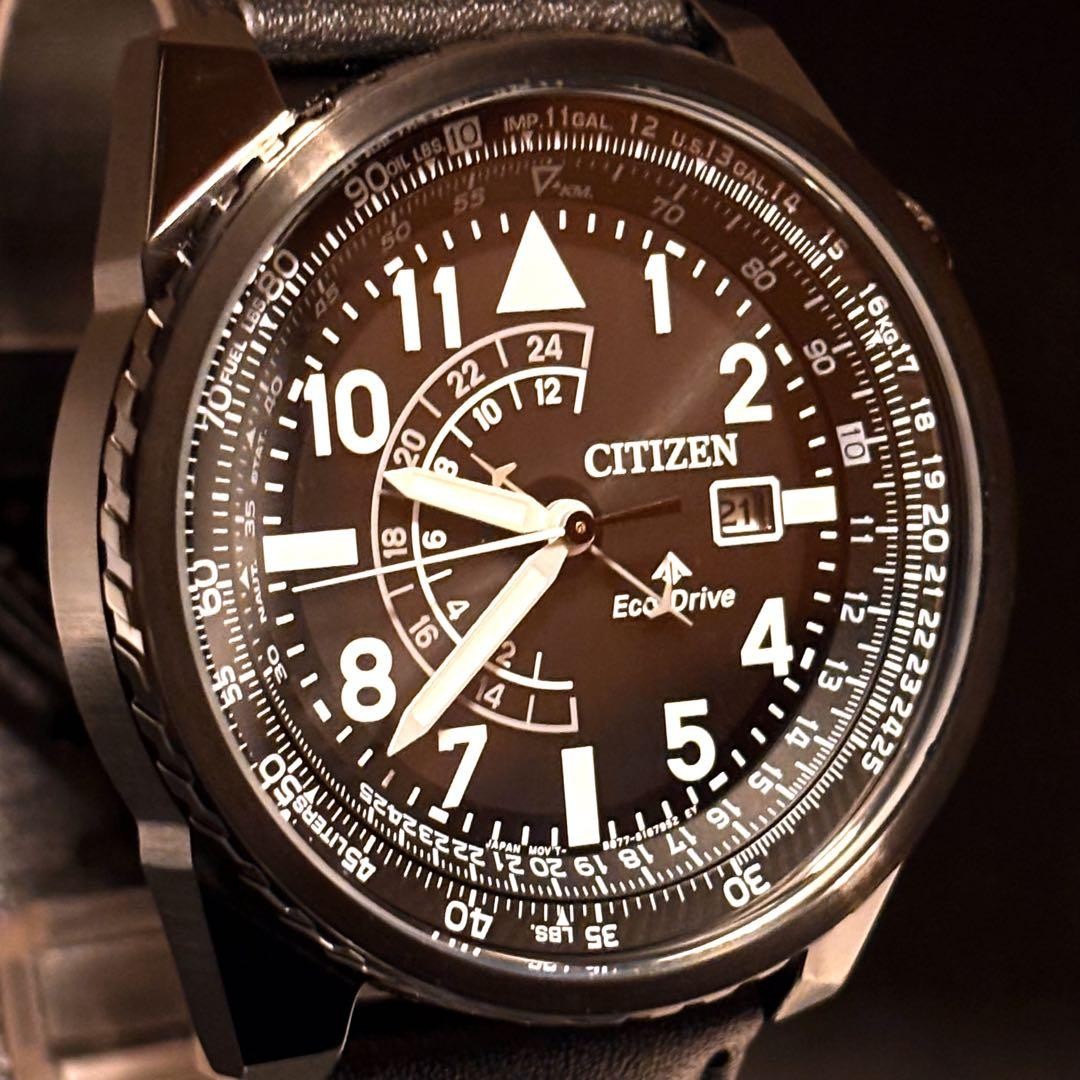 CITIZEN Promaster Nighthawk Eco-Drive Watch Black 42mm 200M Pilot Slide Rule image 5