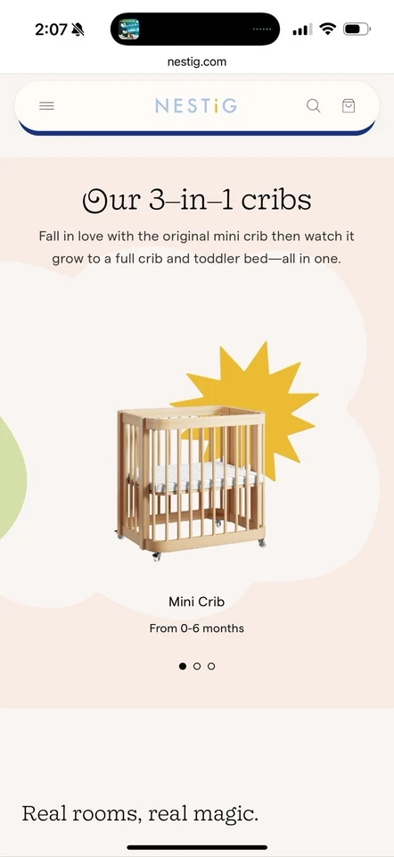 Cuna convertible Nestig The Wave madera natural tamaño completo cama para niños pequeños precio de venta sugerido por el fabricante $849 Foto 3 de 4