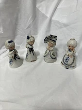 JASCO Royal Majestic Bells Bisque Painted Porcelain (4)Vtg Christmas Decor 4.5"