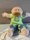 Vtg 1982 Cabbage Patch Preemie Bald Boy Doll Blue Eyes Bean Butt Coleco Pacifier