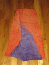 Hand Dyed Painted Purple Orange Tree 100 Silk Oblong Scarf 57"