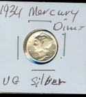 1934 Silver Mercury Dime VG