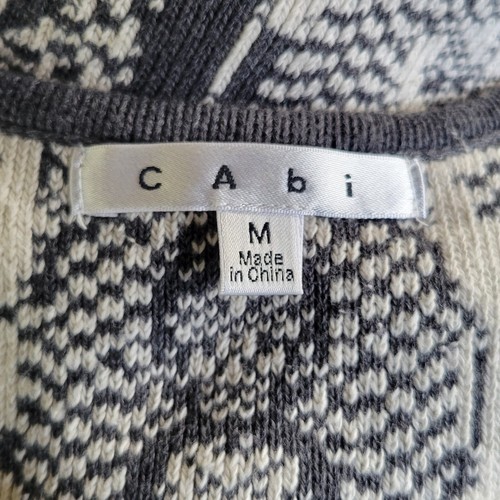 Camiseta sin mangas CAbi gris blanco tejido peplum mediana M - Imagen 4 de 4