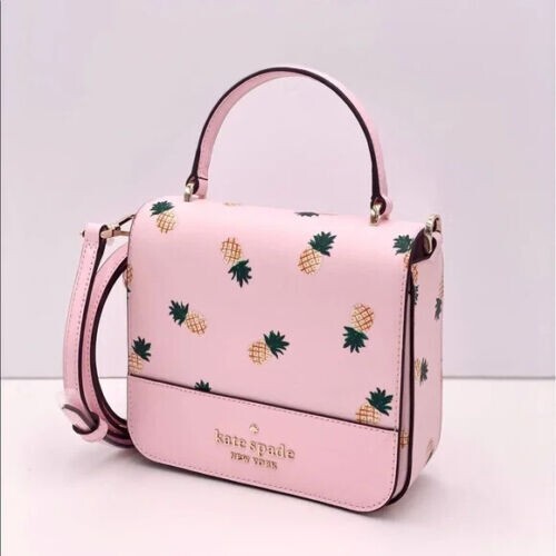 Kate Spade Staci Square Pineapple Crossbody Bag Pink K7629 Purse