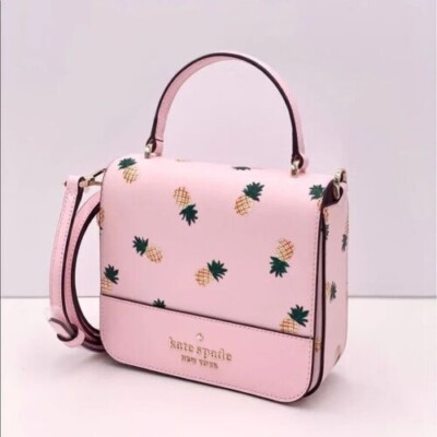 Kate Spade Staci Square Pineapple Crossbody Bag Pink K7629 Purse