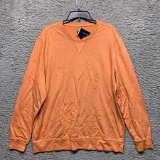 Club Room Sweater Mens L Large Orange Crew Neck Long Sleeve Pullover