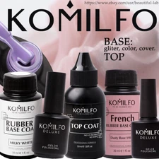 KOMILFO TOP & BASE - Rubber, Cover, Fiber, Glitter, Milky, Matte, No-Wipe, Coat