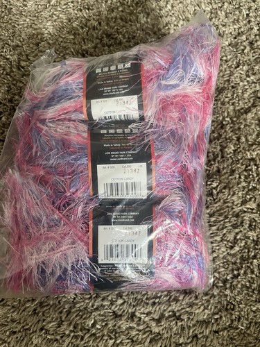 Lion Brand Yarn ~ Fun Fur Stripes ~ Cotton Candy ~ LOT of 3 ~ NEW Lot 21342 - Picture 2 of 2
