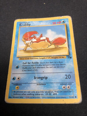 rare krabby misprint card 51 62 POKEMON RARE MISPRINT CARD ERROR KRABBY 51/62
