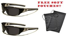 2 GRAY POLARIZED Nitrogen Men Anti Glare Driving Sport Sunglasses and FREE POUCH