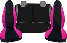 Autositzbezüge Set komplett für Citroen C1 Baumwolle Rosa/Schwarz Made in Ita
