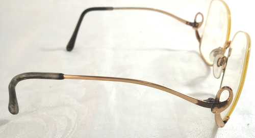 Women's Vintage Luxottica Eyeglass Frames Gold Metal Oversize Avant Garde ITALY - Picture 3 of 8