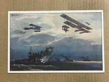 Postcard WWI German Military Planes Bombing Navy Ship Artist Hans Rudolf Schulze