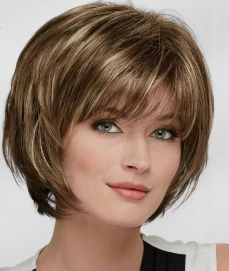 Perucas femininas naturais de mel garoa curta corte bob mistura de cabelo calor ok - Imagem 3 de 4