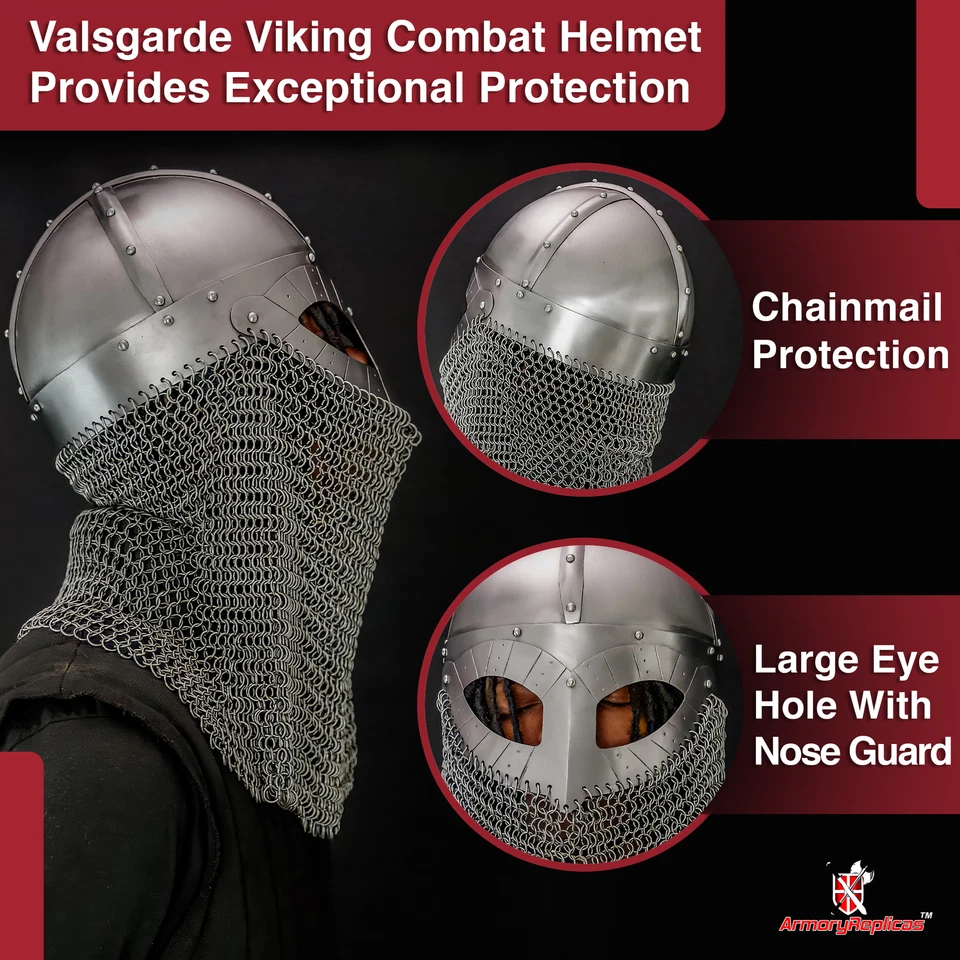 Viking Warrior 头盔 | 18G 钢制皮革衬里 | 适合重演 — 第 4/4 张图片