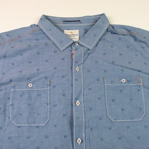 Tommy Bahama Jeans Button Shirt Mens 2XT Blue Island Crafted Casual Flip - Picture 2 of 10