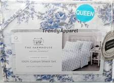 Shabby Chic Farmhouse by Rachel Ashwell, British Rose, Floral QUEEN Sheet Set