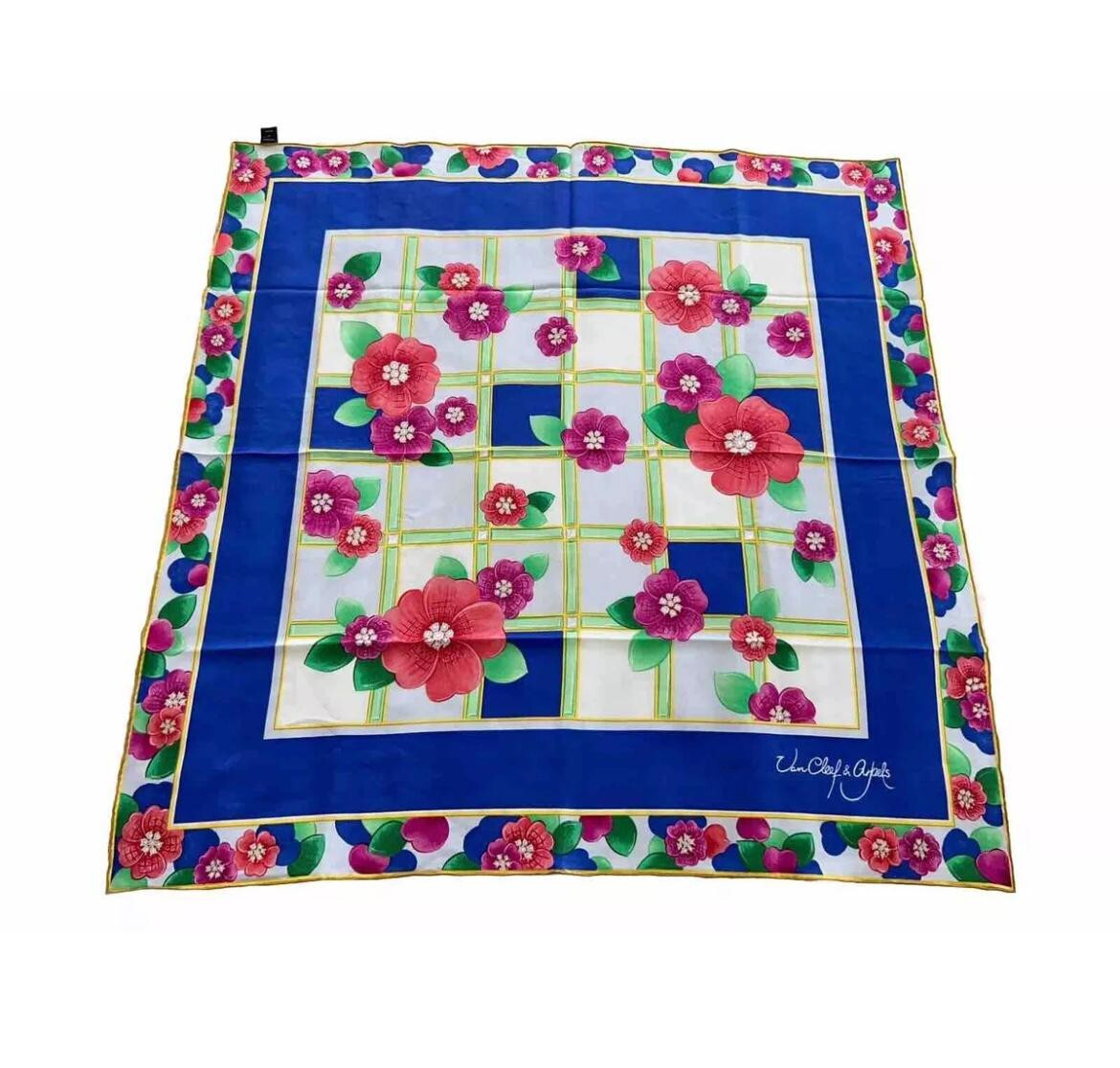 Van Cleef&Arpels スカーフ S5# van cleef arpels Silk scarf florale 34 inch made in