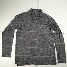 QUIKSILVER Polo Shirt Medium Grey Mens Long Sleeve Top Stripey Waterman