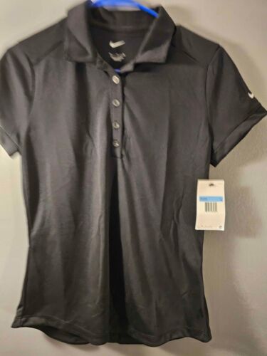 Nike Golf Dri Fit Women's Black Polo Shirt Short Sleeve Fitted Collared Size M