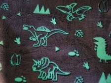 Dinosaur Glow In The Dark Throw Kids Blanket Blue 60"x40" Soft