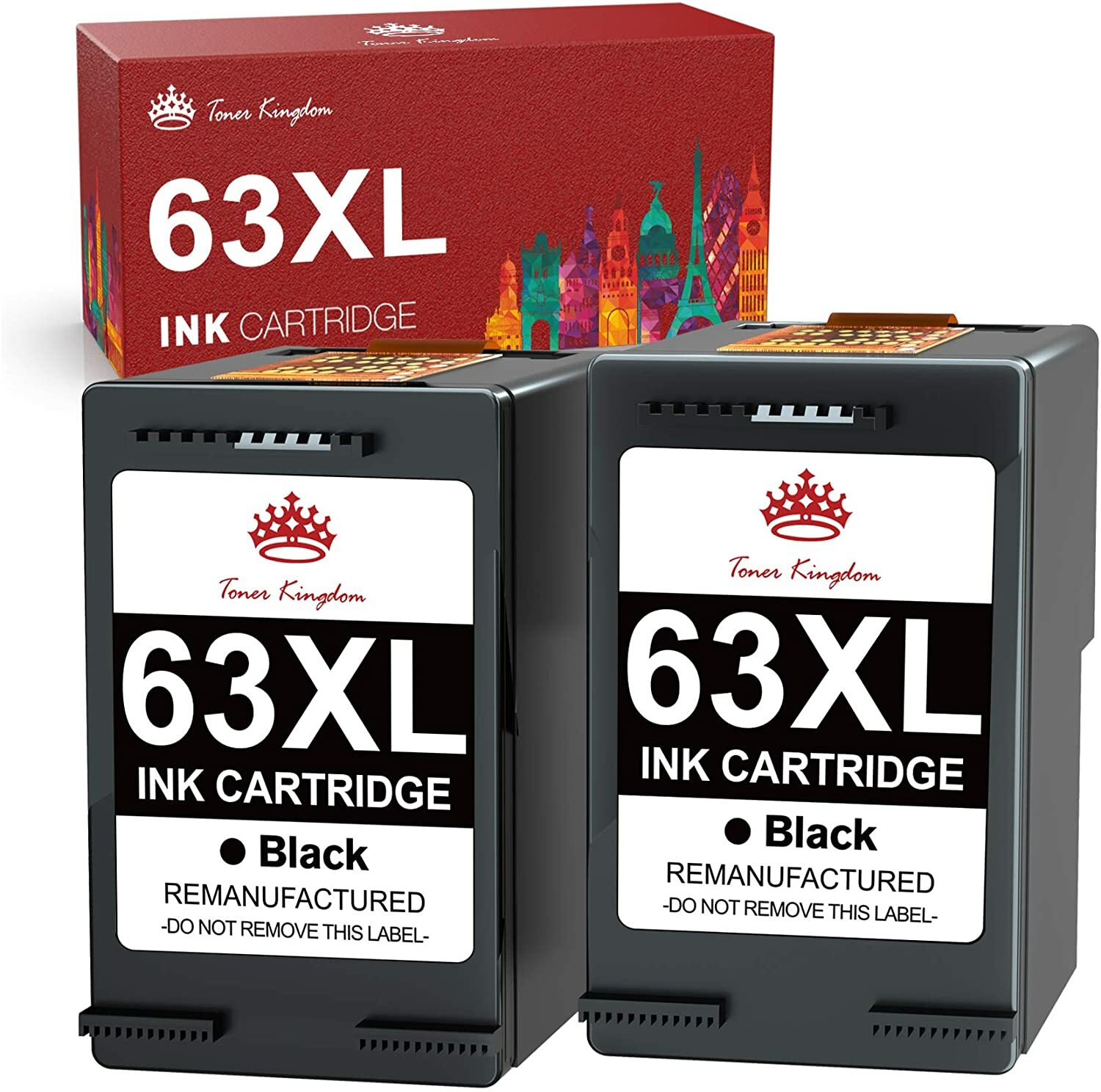 2 Pack 63XL Black Ink Cartridges For HP Envy 4512 4516 4520