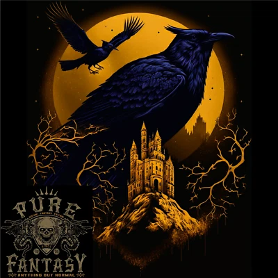Un T-Shirt En Coton Pour Homme De Raven & Haunted House Moon Halloween - Photo 1/3