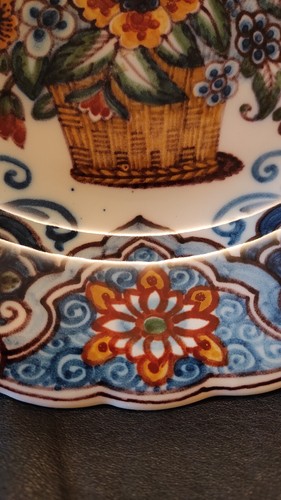 ASSIETTE PEINTE MAIN SIGNé ANCIENNE en CERAMIQUE 28cm HOLLANDAISE de MAKKUM TBE - Bild 5 von 11