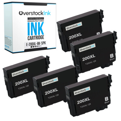 5PK OSI 200XL Black Ink Cartridges Compatible for Epson Workforce WF-2540 2530
