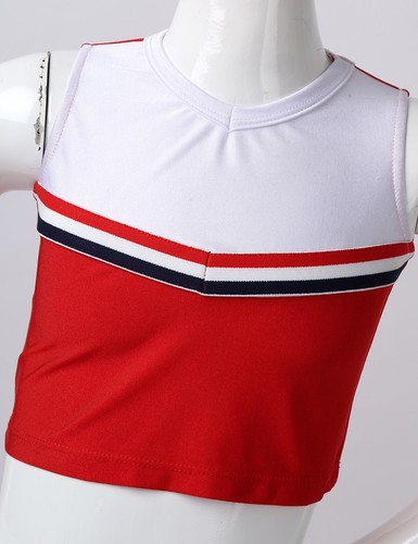 Niñas Cheer Leader Disfraz Uniforme de Animadora Vestido Top Corto Falda Plisada - Imagen 11 de 28