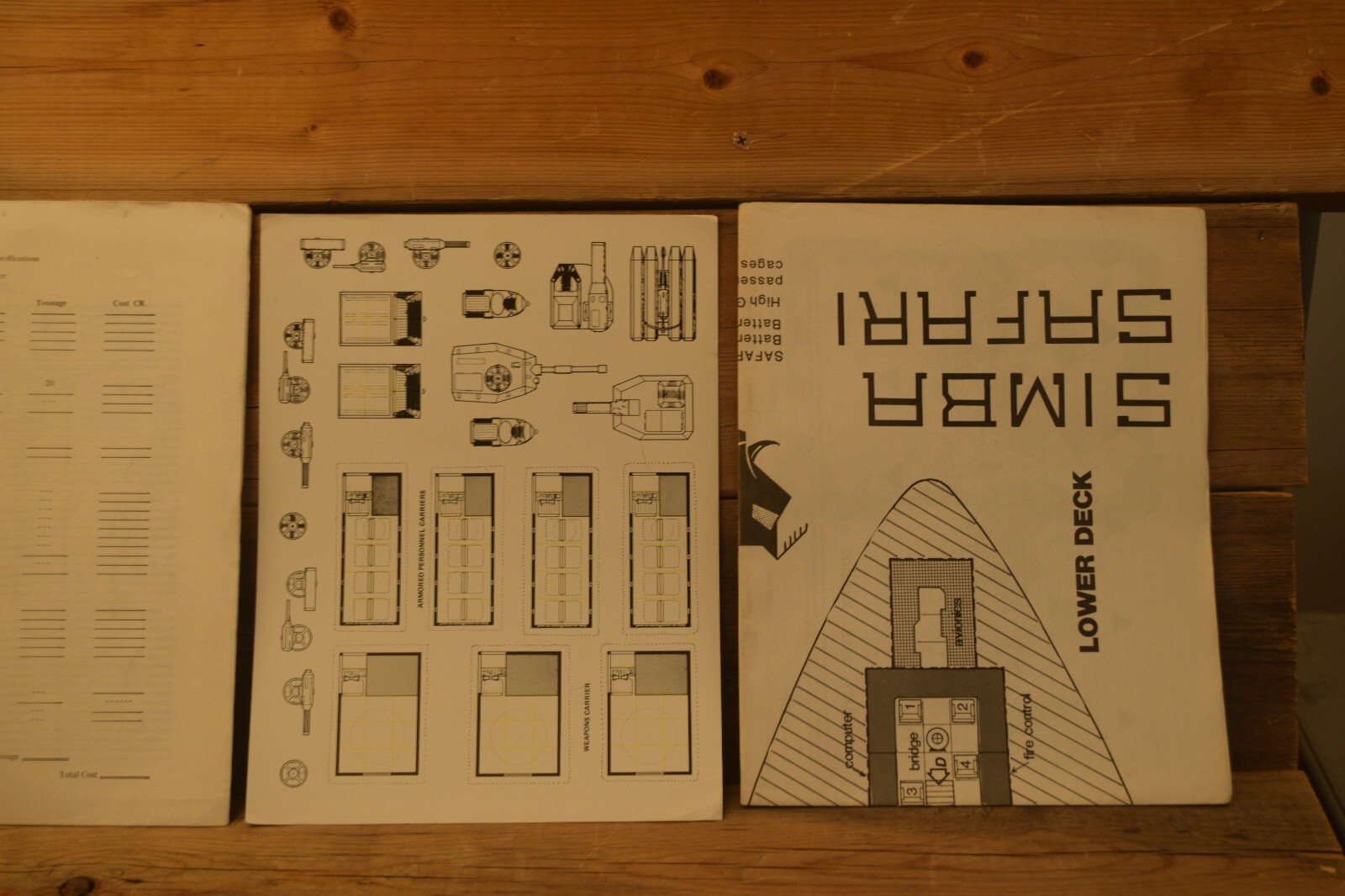 GDW Simba Safari Traveller RPG Ship Deck Plans w/ Cutouts FASA VTG